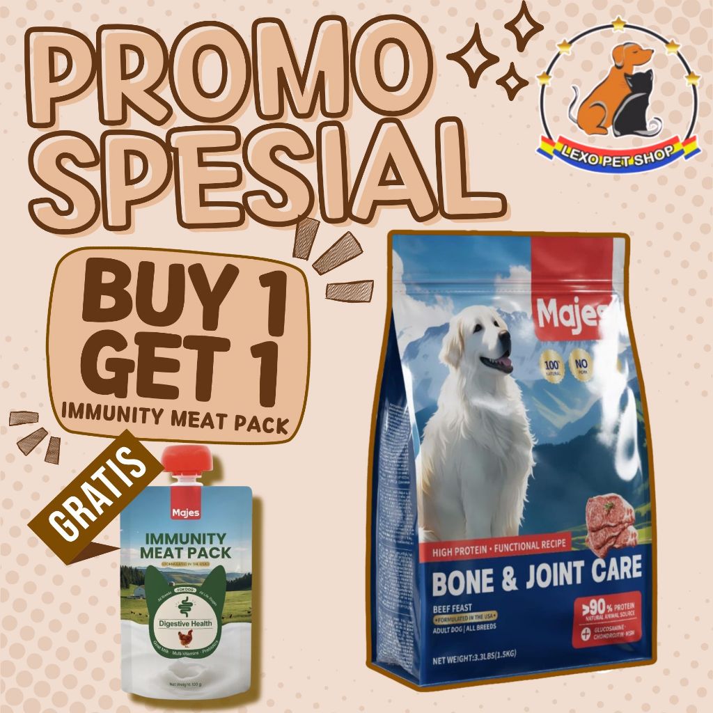 MAJES HIGH PROTEIN DOG FOOD ALL BREED Makanan Anjing Anak Dewasa  Kering Dry Happy RC Mini Small Medium Maxi Premium Anakan Puppy Adult  Vitamin