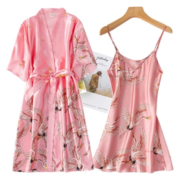 Ready Daster Kimono Panjang Baju Tidur Wanita Satin Premium Home Korea