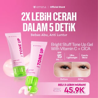 [Twin Pack] Emina Bright Stuff Tone Up Gel 20 ml Isi 2 Paket Tone Up - Pelembab Wajah Mencerahkan Instan, Perlindungan dari Sinar UV, Mudah Menyerap, Mudah Merata, No Whitecast, Anti Luntur, Non-Comedogenic, Non-Acnegenic, Cocok untuk semua jenis kulit