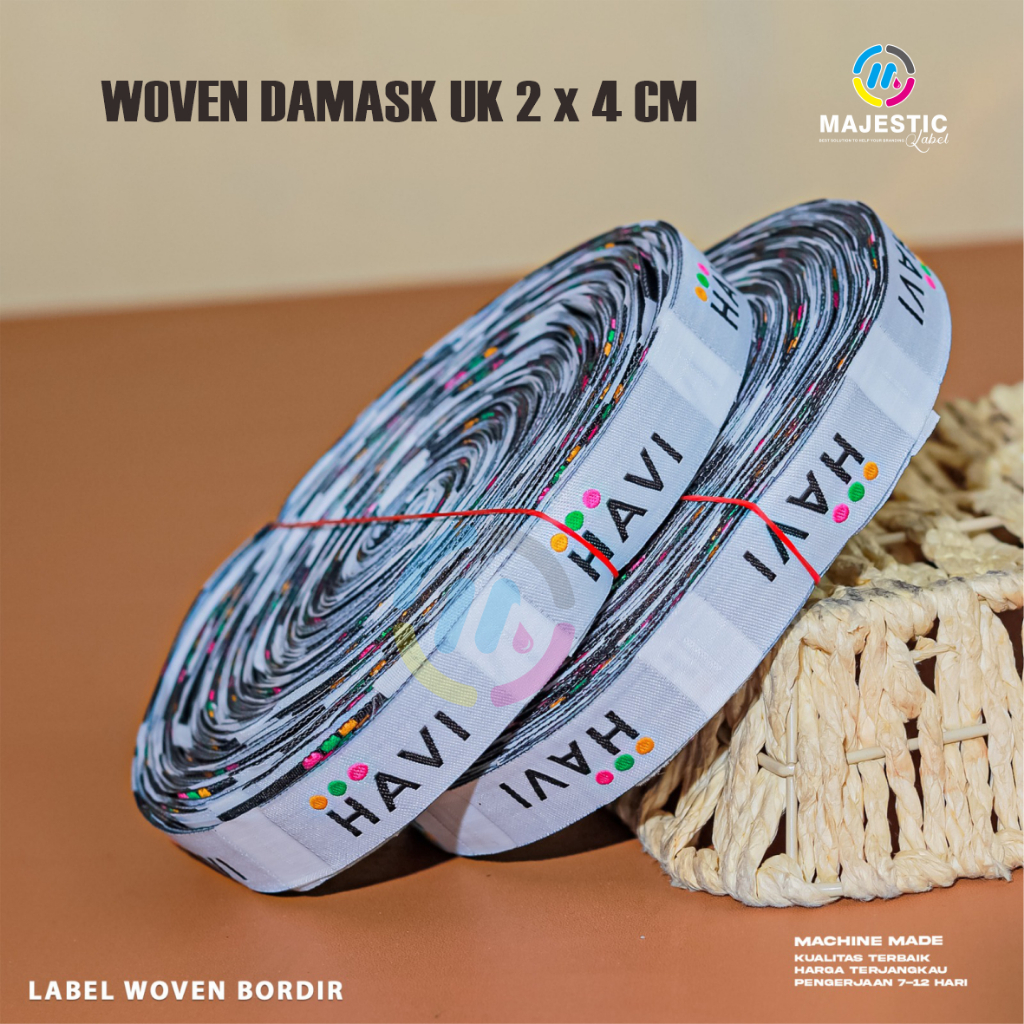 Jual Label woven rajut Halus premium custom 2x4 cm / woven damask ...