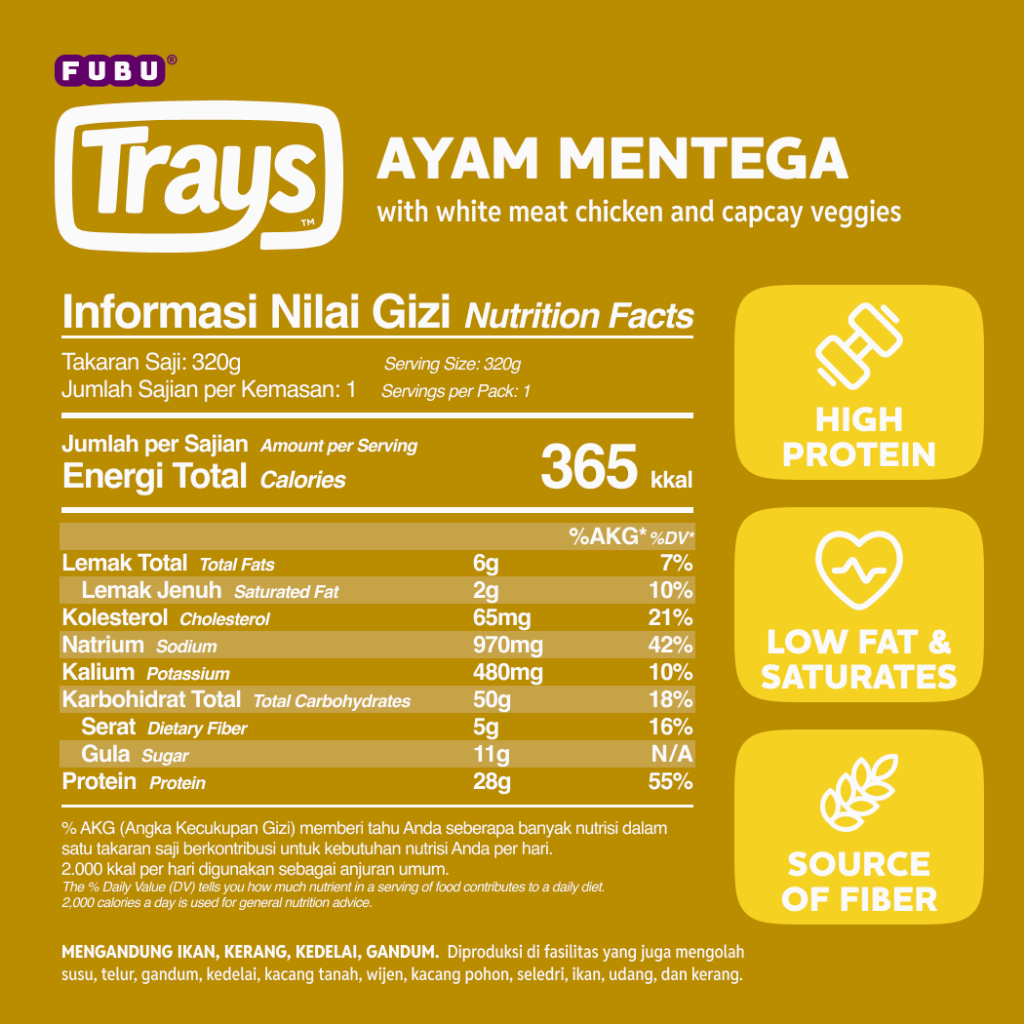 Jual FUBU Trays - Lean & Light - Ayam Mentega with Capcay and Jasmine ...