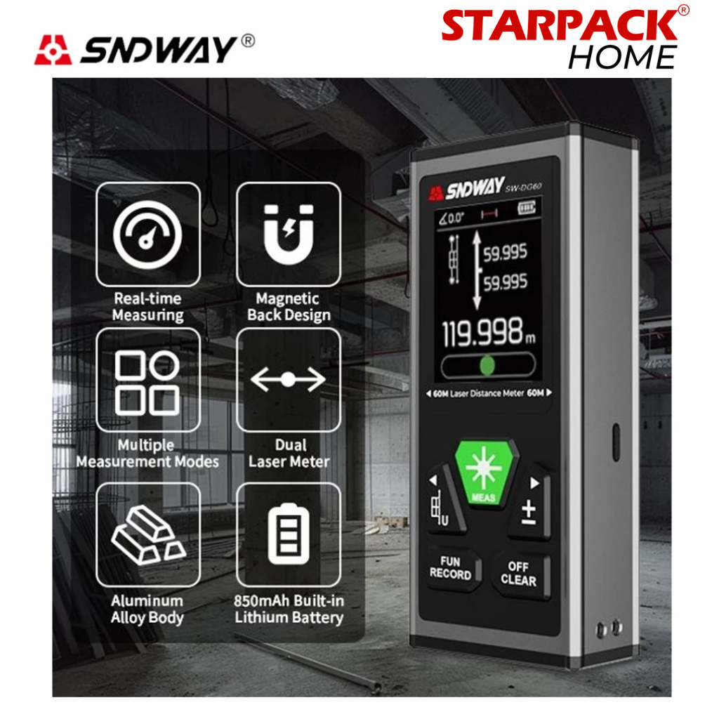 Jual SNDWAY SW-DG60 & SW-DG100 Laser Distance Meter Bidirectional ...