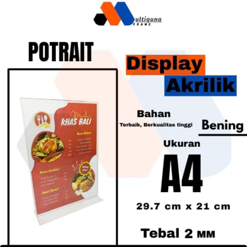 Jual Tempat Brosur Display Menu Standing Akrilik Acrylic Menu/Qris ...