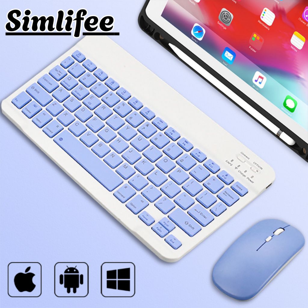 Jual 10 Inch Wireless Bluetooth Keyboard Mouse Set Lightweight Portable ...