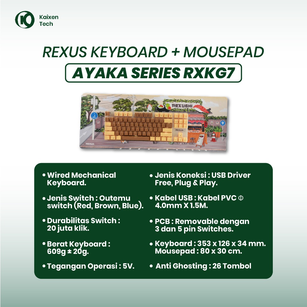 Jual Keyboard Gaming Mechanical Rexus Ayaka Series TKL Fukenro RX-KG7 ...