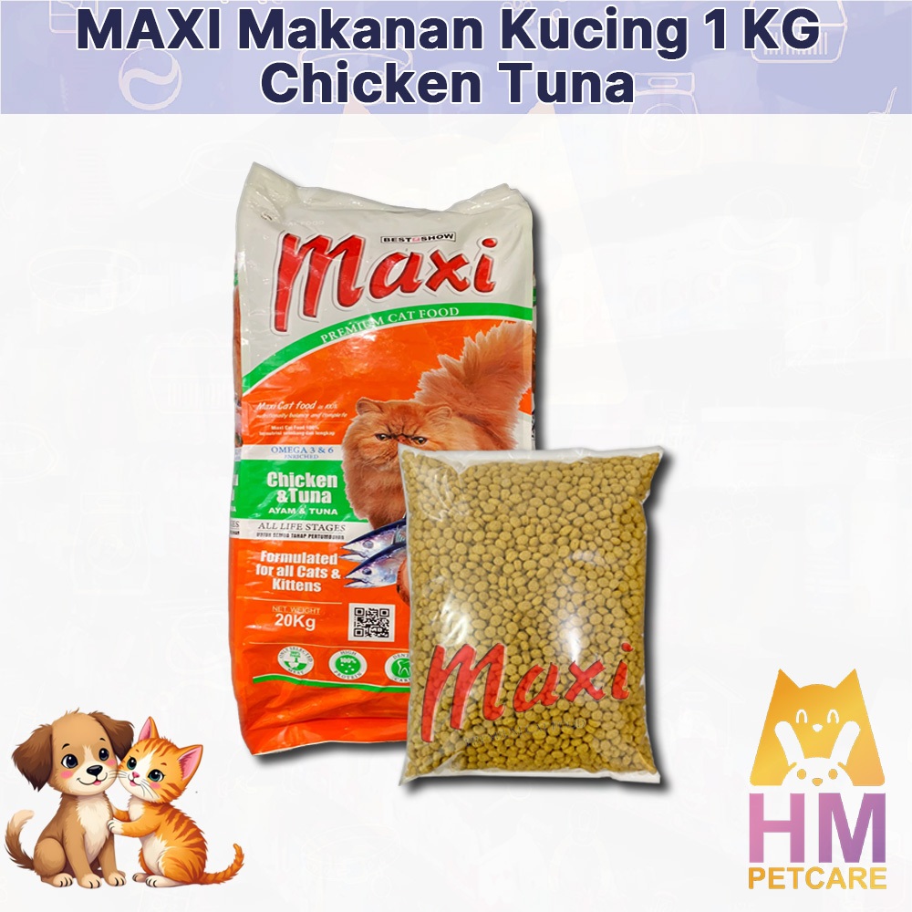 Jual Maxi Cat Food Chicken Tuna Repack 1 Kg Dry Food Makanan Kucing