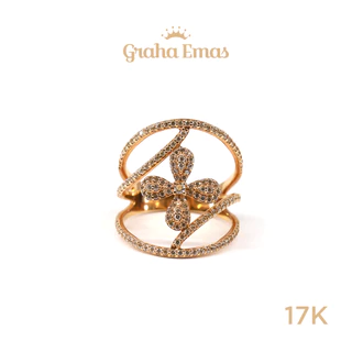 Graha Emas Cincin Emas Rose Bentuk Flower 17K - Rose Gold Flower Model Ring 17 Carat M425