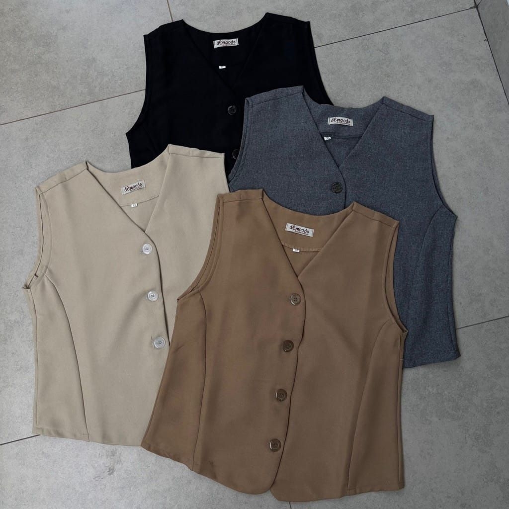 Jual vest Wanita | Atasan Rompi crop Wanita | Rompi Kekinian Bahan Semi ...