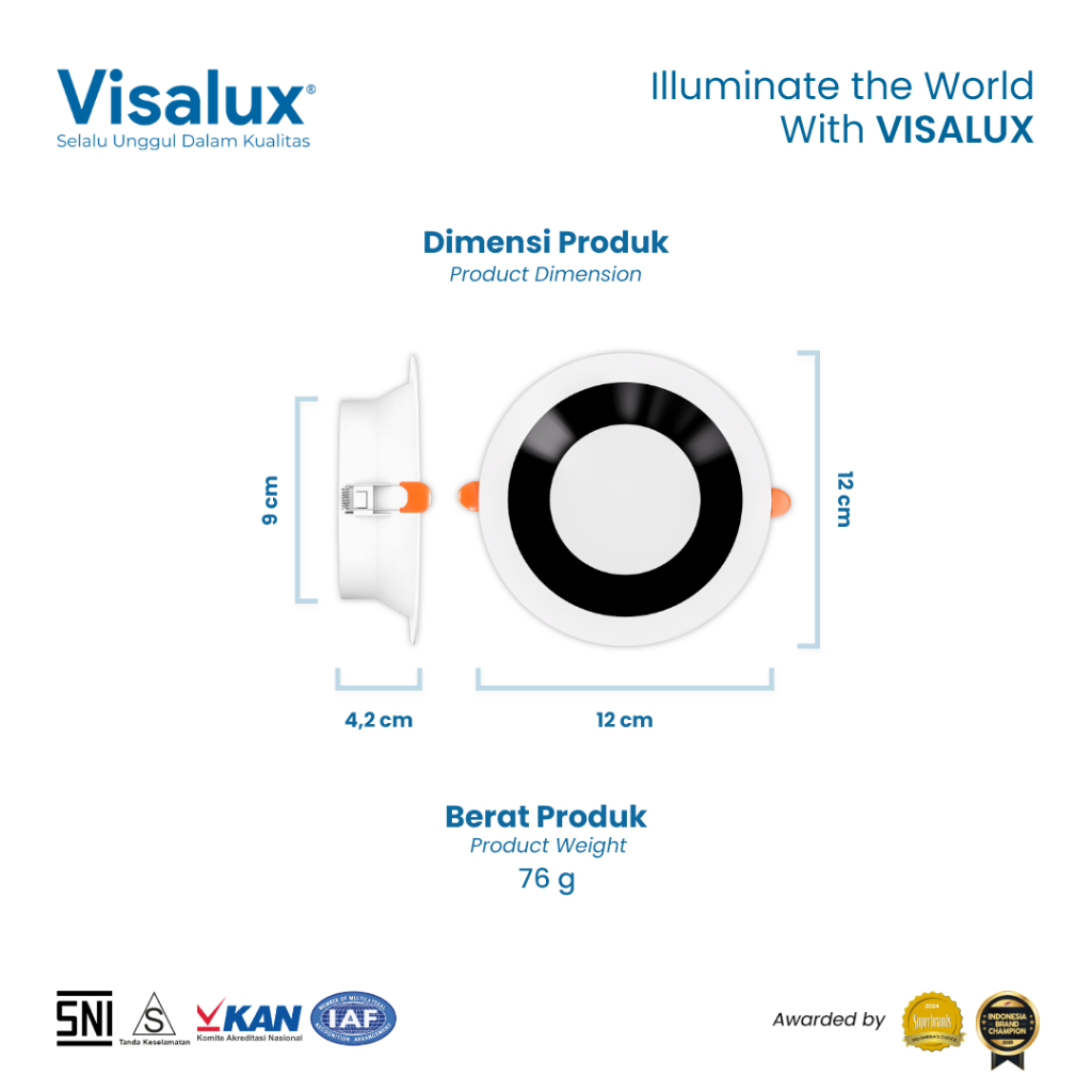 Jual Visalux Honor LED Down Light Inbow 12W 5 Inch Round - Lampu Plafon ...