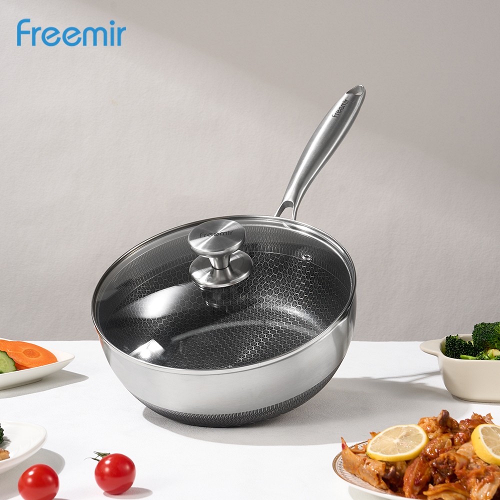 Jual [VOC 50K]freemir original Stainless Steel 316 Honeycomb Wok Pan ...