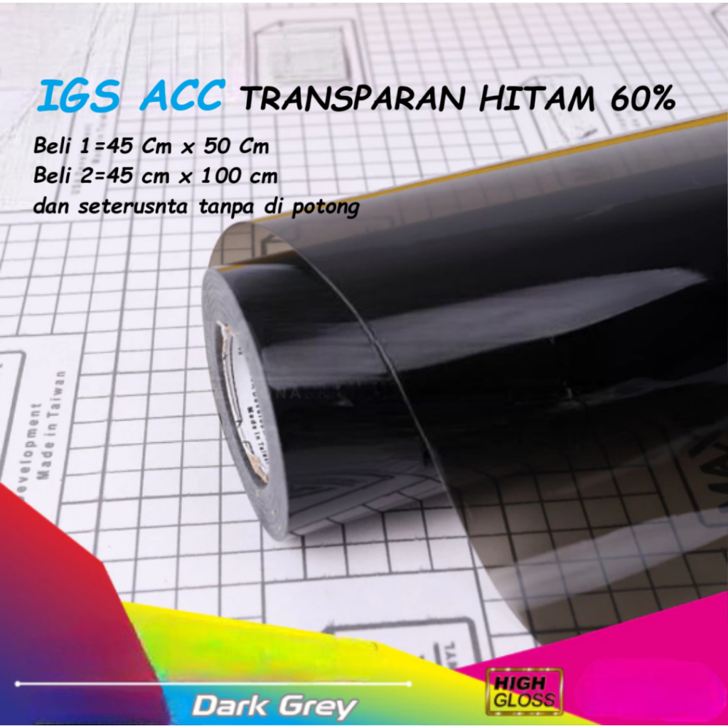 Jual Hybrid Smoke Light Sticker GLOSSY DARK HITAM GREY TRANSPARAN 60% L ...