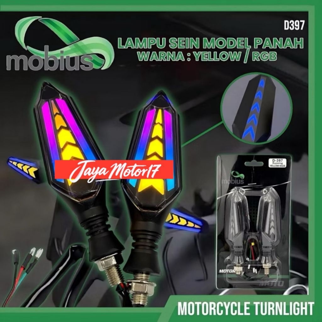 Jual Lampu Sein Panah MOBIUS Isi Sepasang Warna RGB Running lampu sein ...