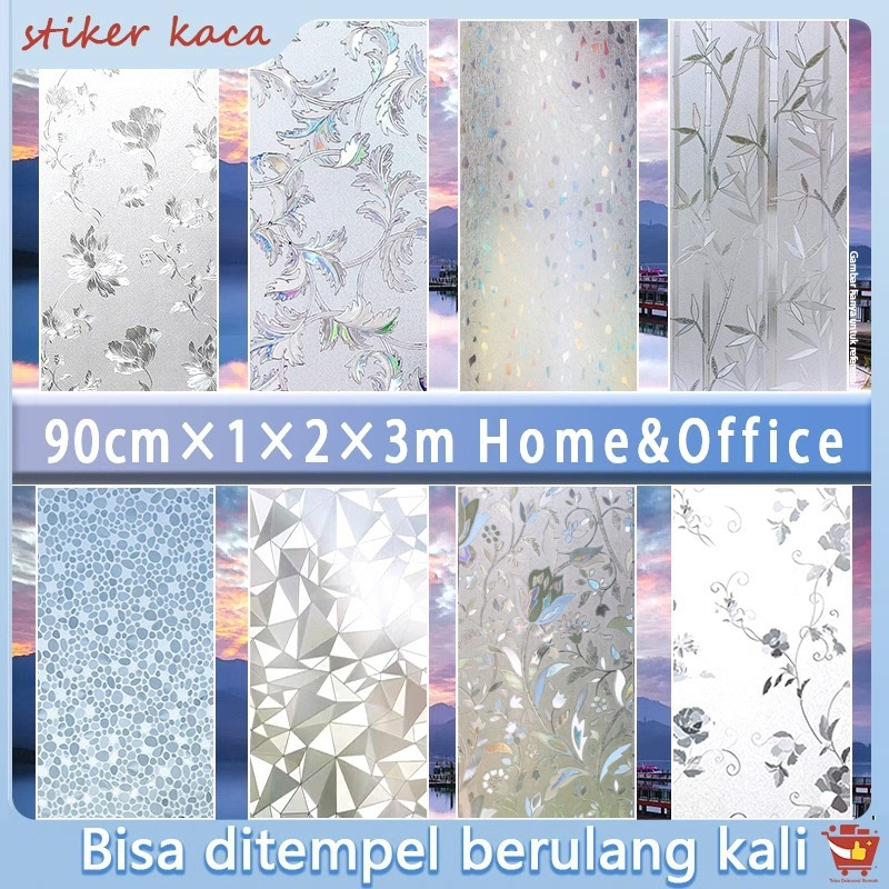 Jual Wati sticker kaca jendela 3D L90cm/P100cm,200cm,300cm 17 pola asli ...