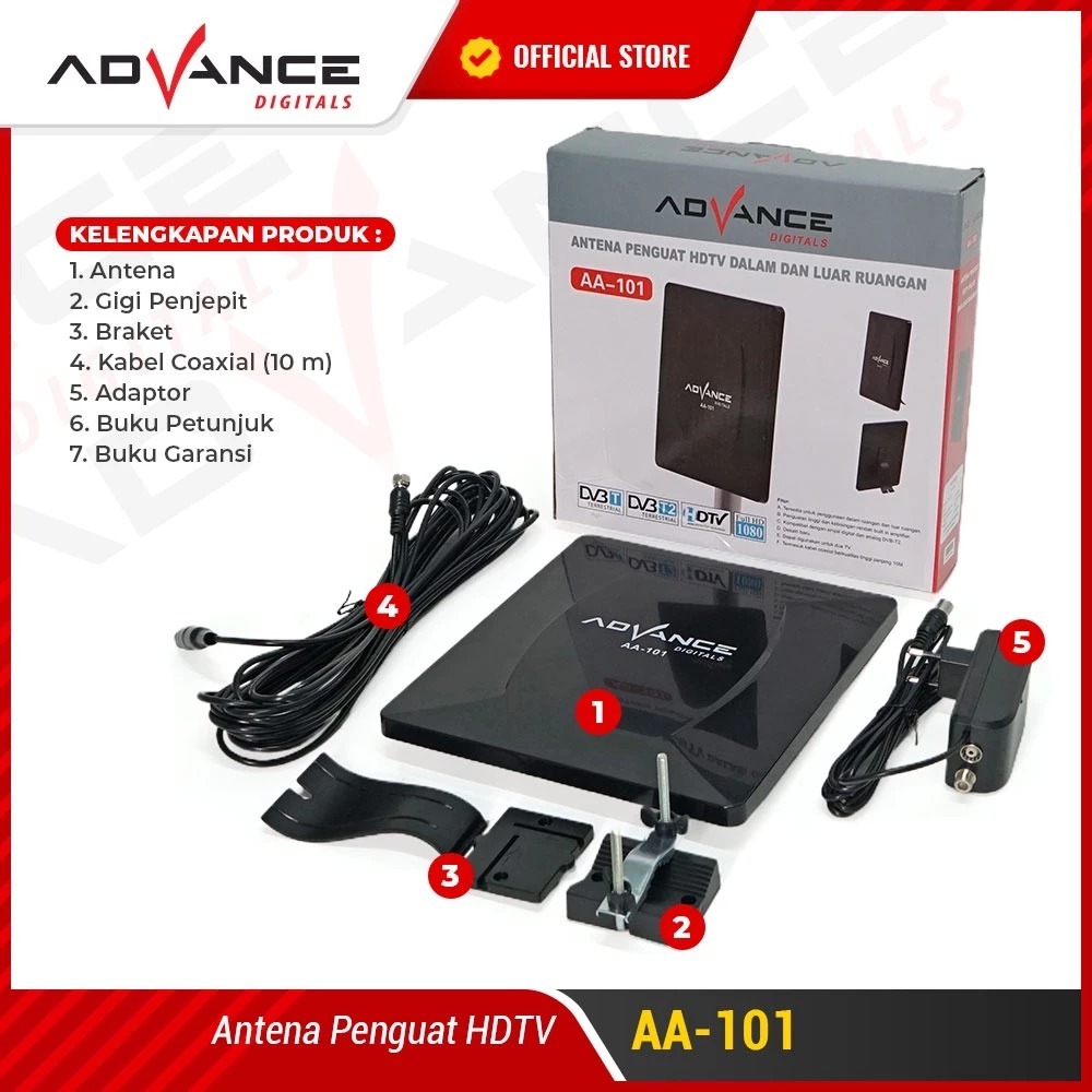 Jual Advance AA-101 Antena Indoor Outdoor Digital Analog Dalam DVB-T2 ...
