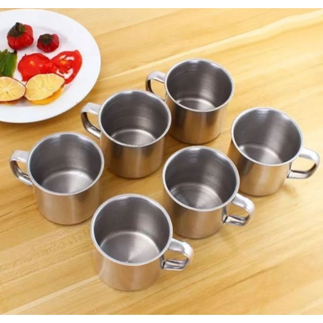 ( BISA COD ) PROMO GELAS MUG 7CM STAINLESS TANPA TUTUP ANTI BOCOR / MUG CANGKIR KOPI TEH MINI TEBAL