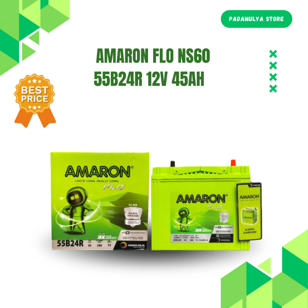 Jual Aki Kering Mobil Amaron Hi life Flo NS60 55B24R 12V 45Ah Avanza ...