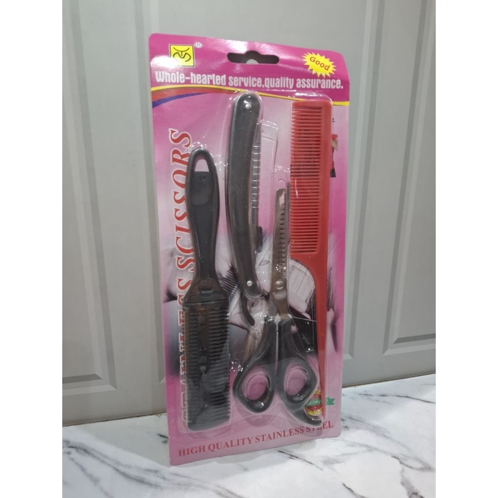 Jual GUNTING RAMBUT SET MURAH - 1 PACK ISI 4 PCS ITEM | Shopee Indonesia