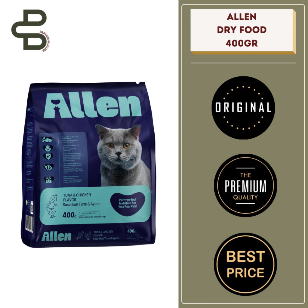 Jual ALLEN ADULT DRY CAT FOOD 400GR FRESHPACK | Shopee Indonesia