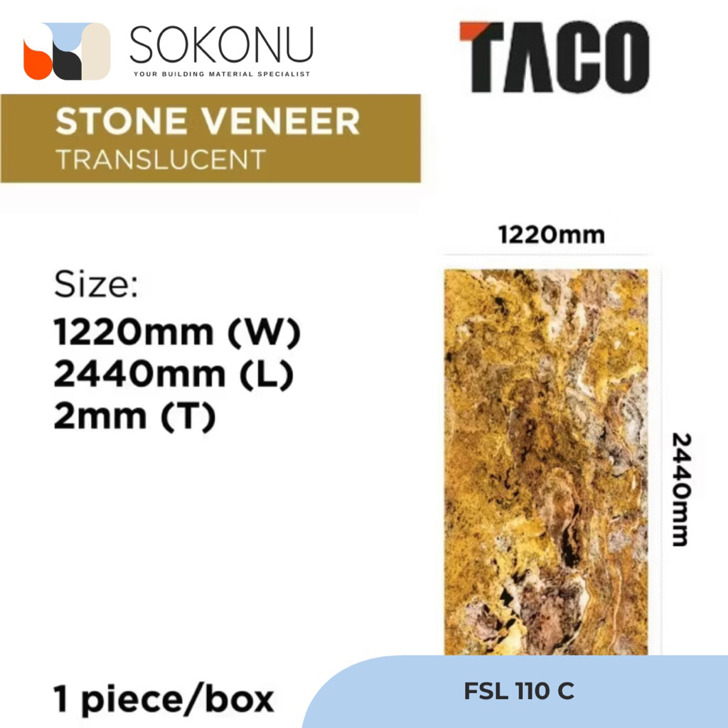 Jual TACO Fideco Wall Panel Stone Veneer Translucent Tebal 2mm Ukuran ...