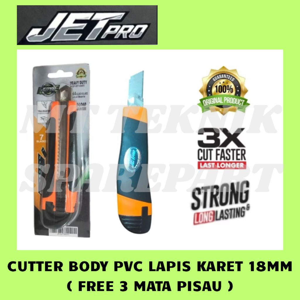 Jual PISAU CUTTER BODY PVC LAPIS KARET 18 MM ( FREE 3 PCS MATA PISAU ...