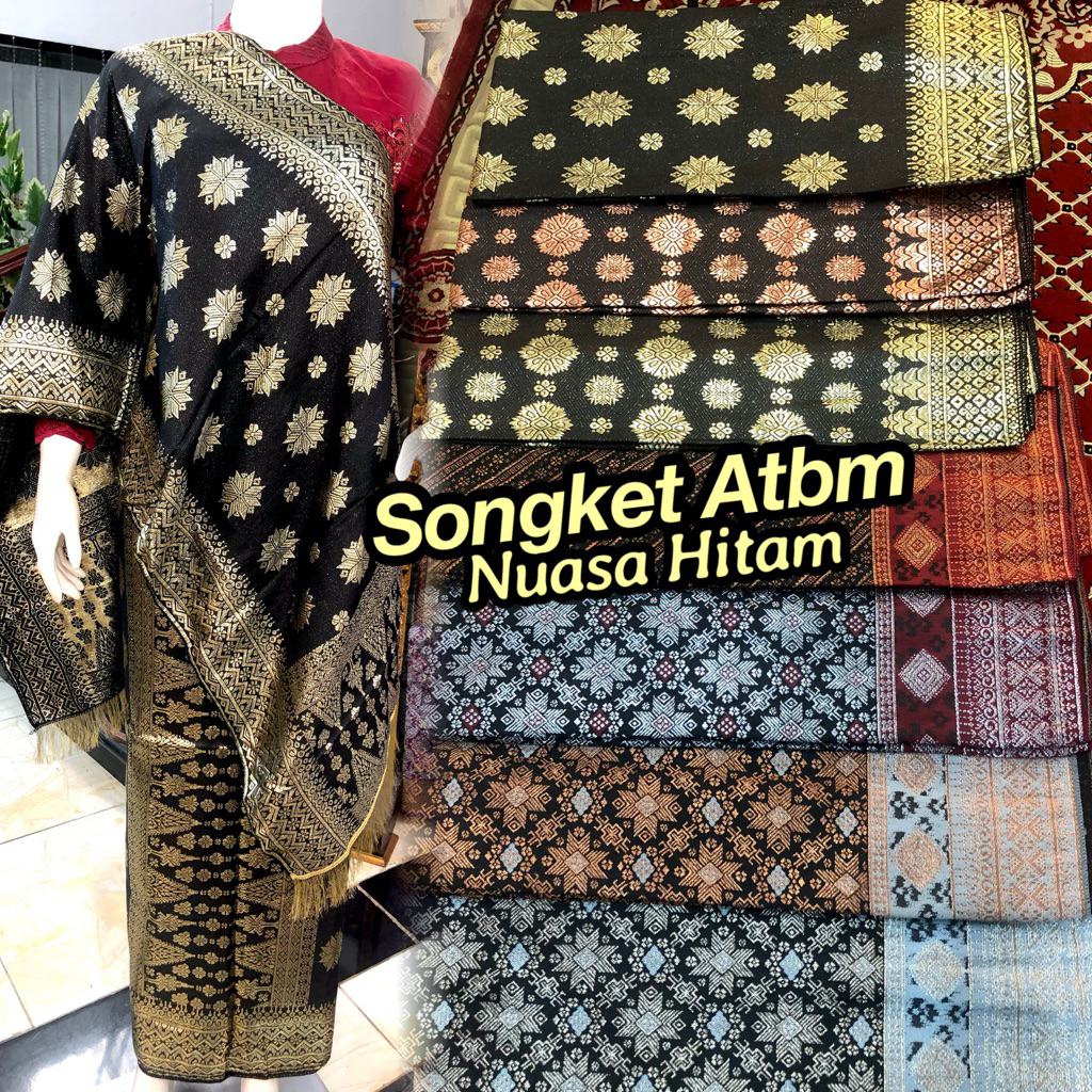 Jual Songket Palembang Atbm Nuansa Hitam/ songket Tenun Mesin palembang ...
