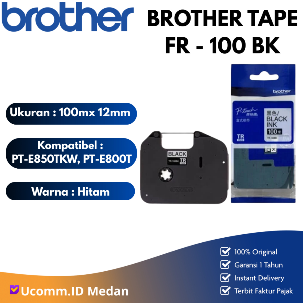 Jual BROTHER TR-100BK Black Ink Ribbon Tape TR 100 BK Ribon Tape PT ...