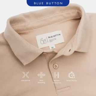 BLUEBUTTON Polo Shirt Pria Beige Khaki Coklat Muda