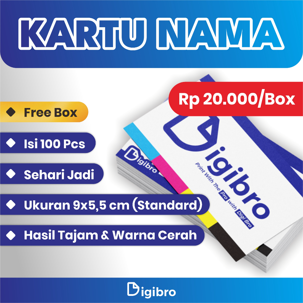 Jual Cetak Kartu Nama Custom / Termurah | Sehari Jadi / Warna Tajam ...