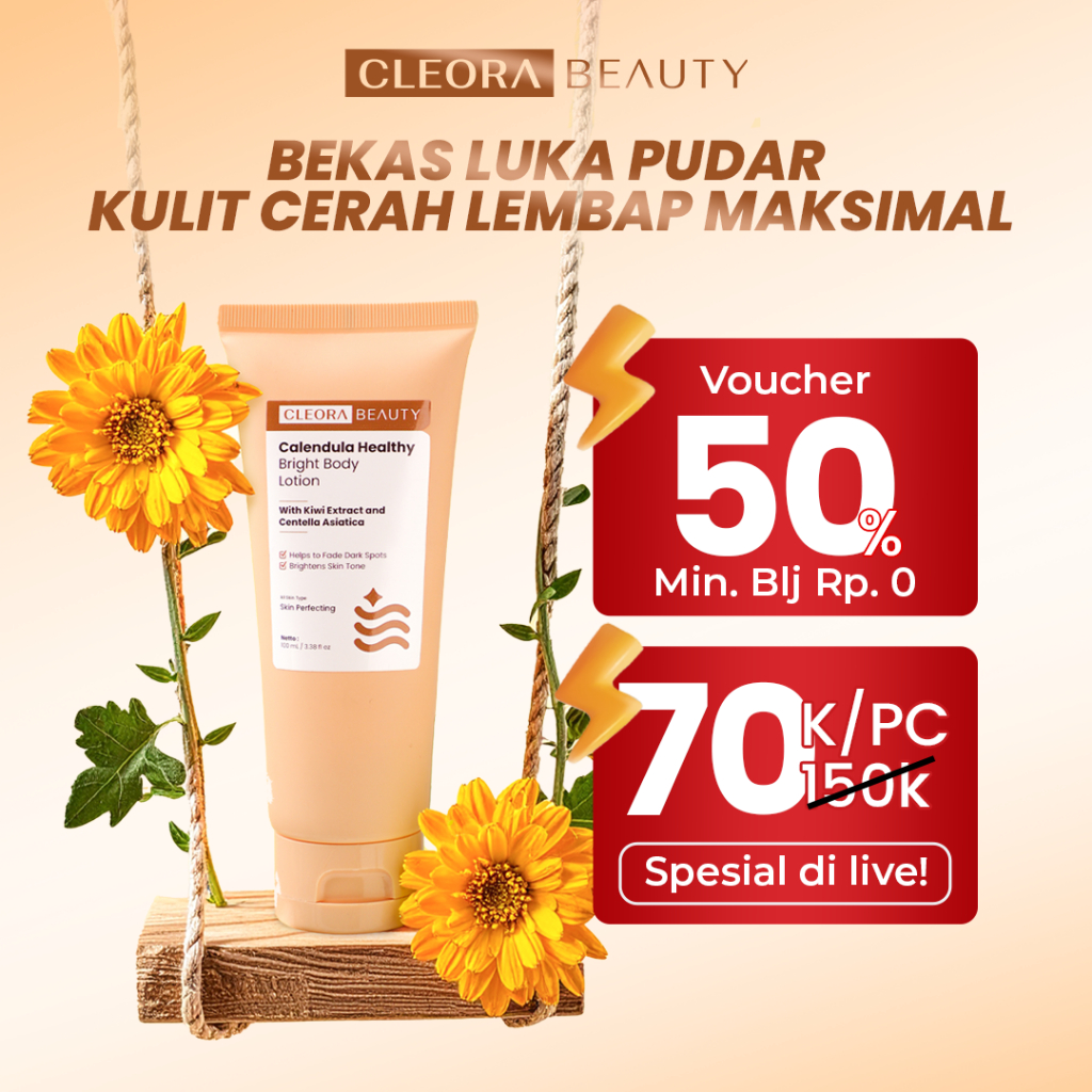 Jual 【Promo Special】Cleora Calendula Healthy Bright Body Lotion