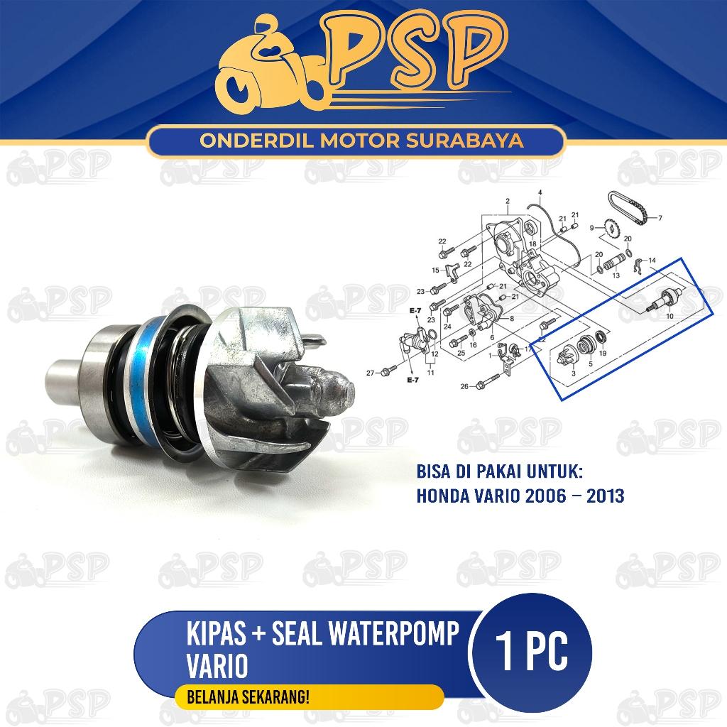 Jual Kipas + Seal Waterpomp Vario Karbu Assy - Gigi Pompa Air Radiator ...