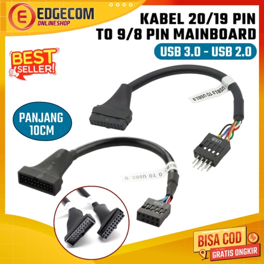 Jual Kabel ekstensi konektor header USB 3.0 19 Pin ke USB 2.0 9-Pin ...