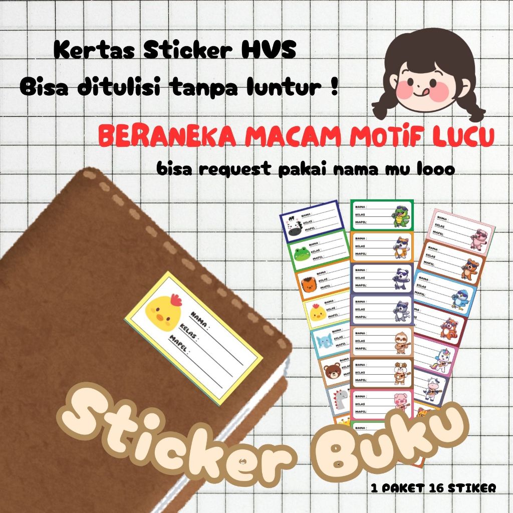 Jual Sticker Buku Tulis - HVS Bisa Ditulisi Custom Nama 16pcs | Shopee ...