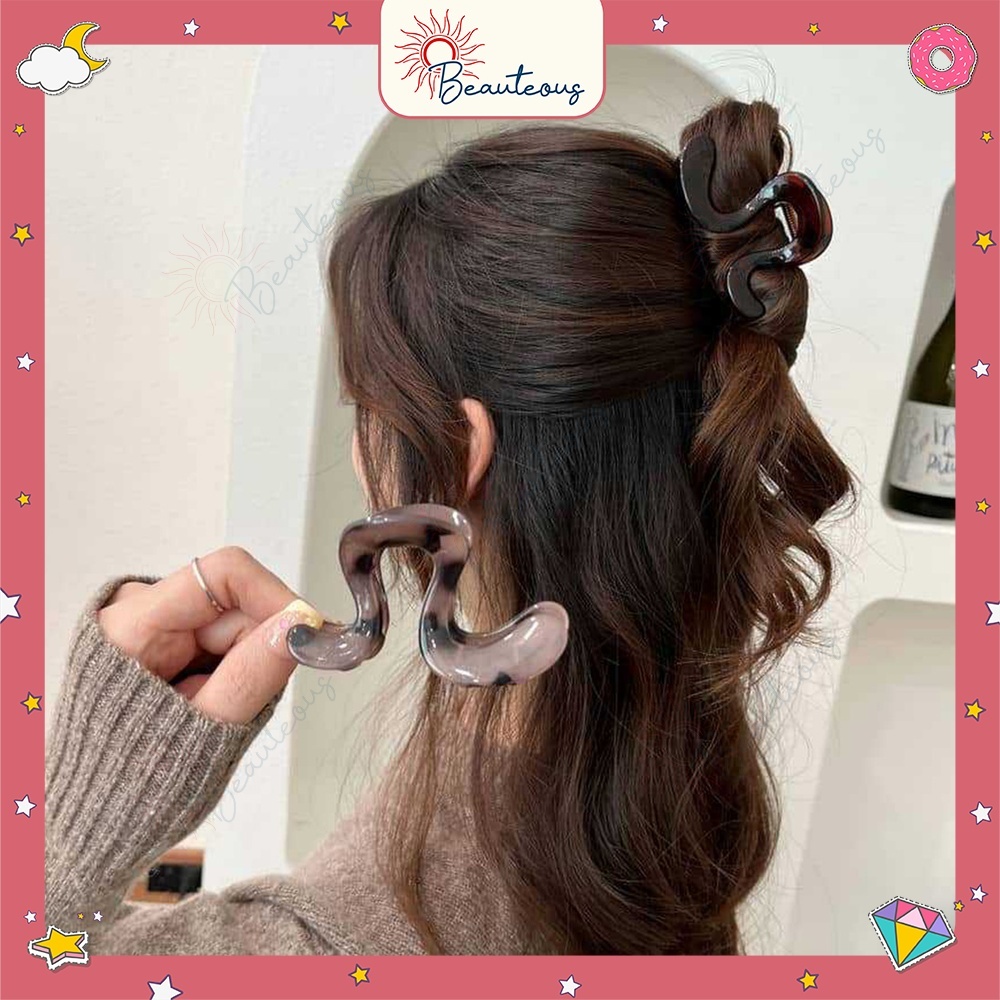 Jual Jepit Rambut Wanita Model Gelombang Hair Claw Wave Motif Leopard ...