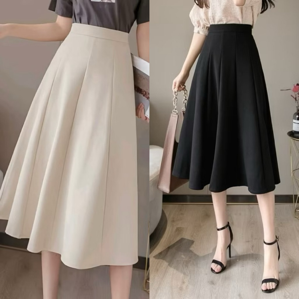 Jual Rok Midi 7/8 Audy Skirt Wanita Korean Style Scuba Premium – Rok ...