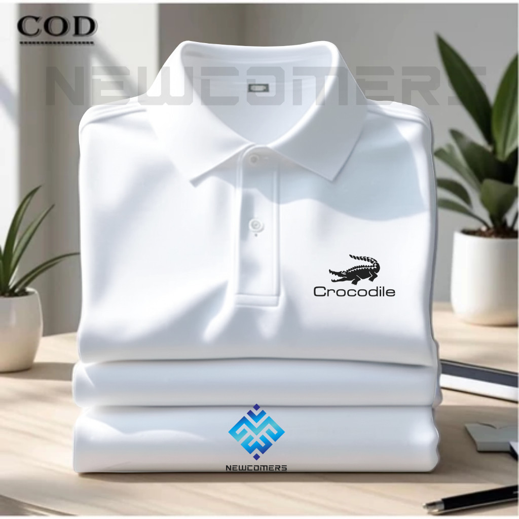 Kaos Polo Shirt Pria, CR0 Hitam Lengan Pendek Q.Bee