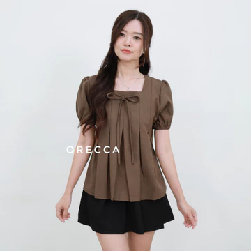 ORECCA Grace Blouse Atasan Wanita Lengan Pendek Pita