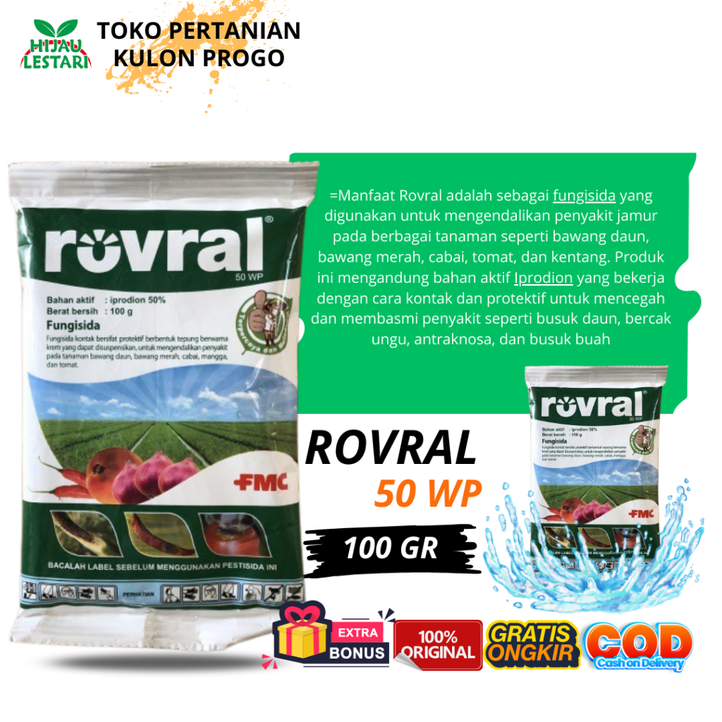 Jual Fungisida Rovral Iprodoman 50 g WP Hijau Lestari | Shopee Indonesia
