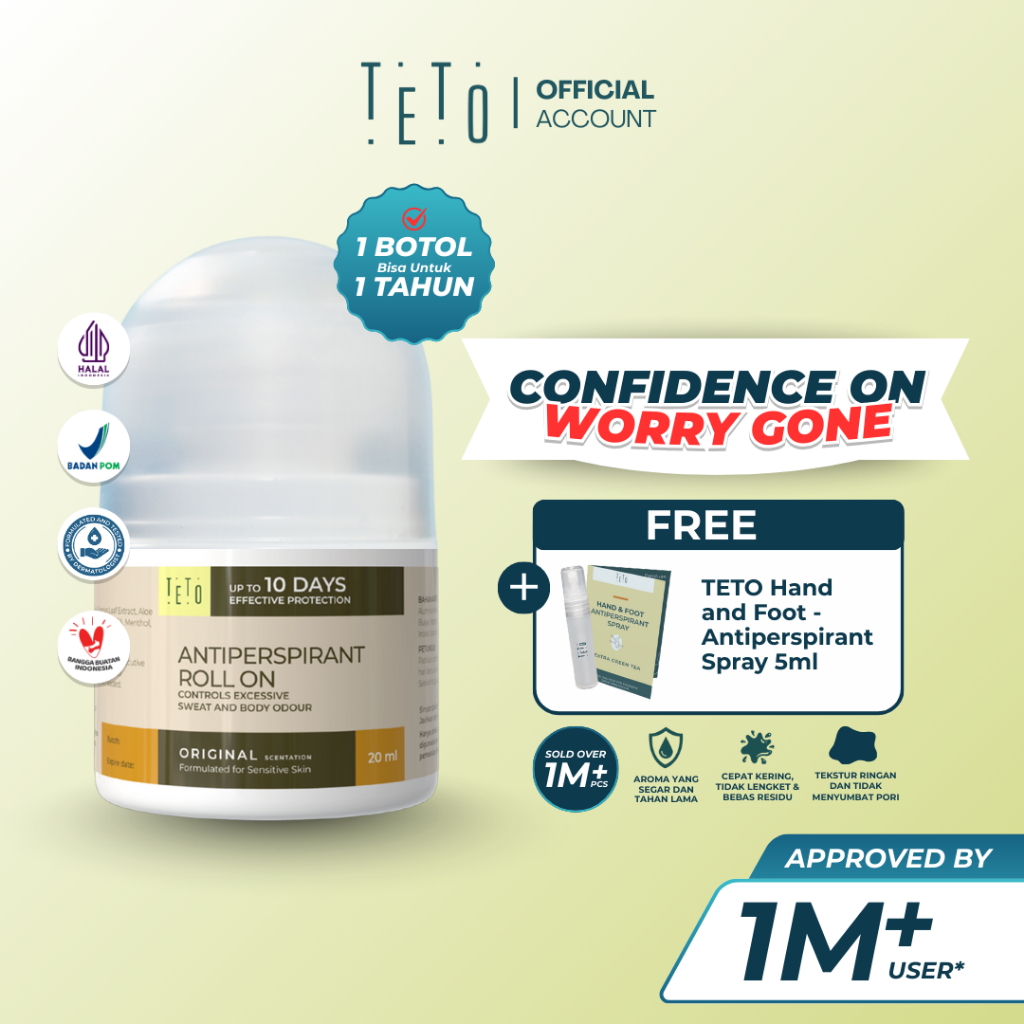 Jual [BUY 1 GET 1 FREE] TETO - Antiperspirant Roll On 20ml yang ...