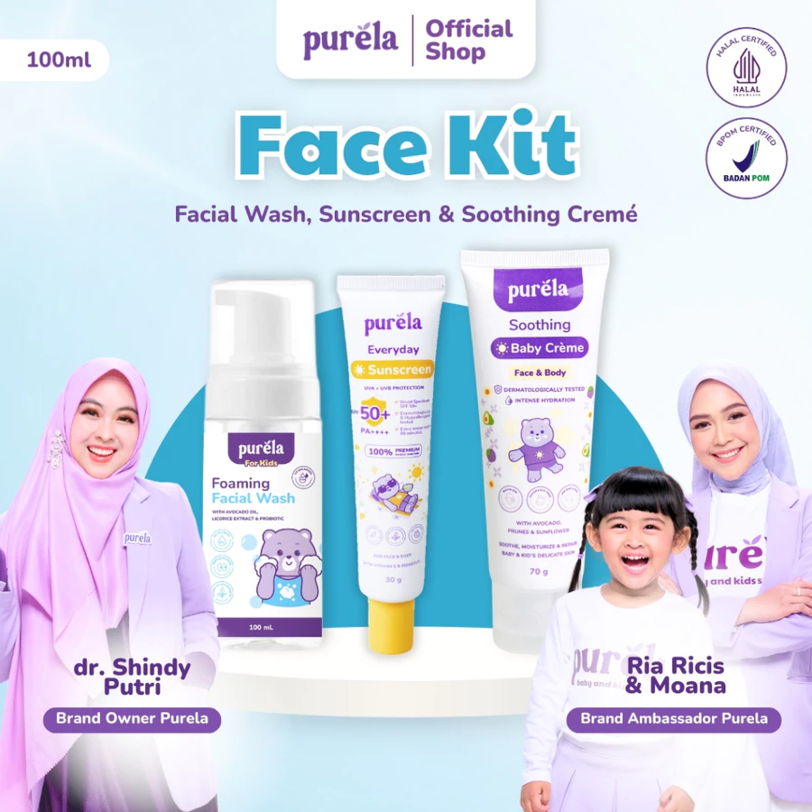 Jual Purela Face Kit Sunscreen SPF 50+ PA++++ Soothing Baby Cream ...
