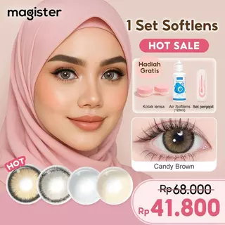 [MCN direkomendasikan]Magister soflens 1 paket lengkap air soflens dan Tweezer perawatan 14.0mm~14.5mm Softlens