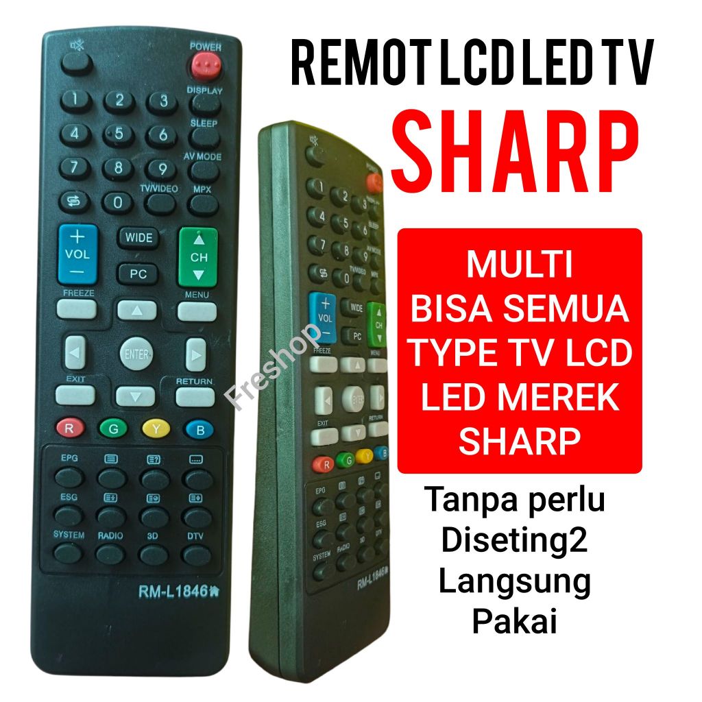 Jual REMOTE TV KHUSUS SHARP LCD LED MULTI BISA SEMUA TYPE DAN TANPA ...