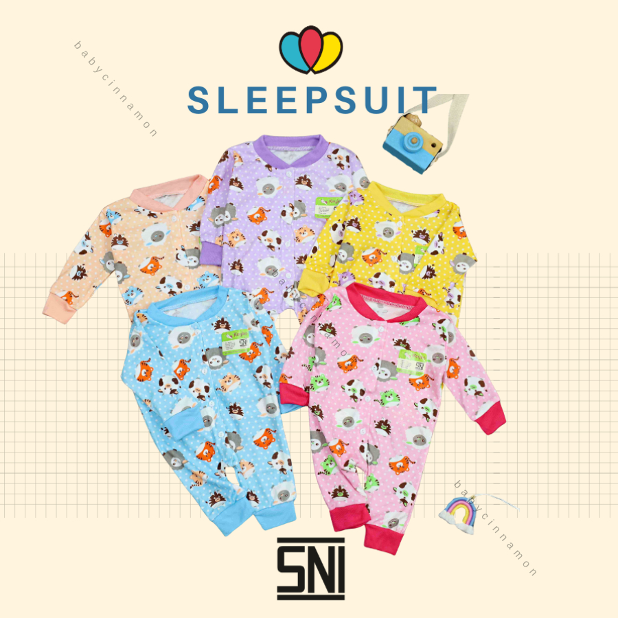 Jual (0-6 Bulan) Sleepsuit Bayi Newborn Buka Kaki / SNI Bahan Katun Set