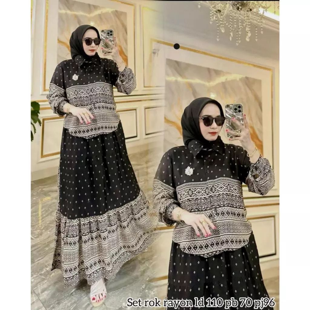 Jual Mamiya Set Rok Rayon LD 110 // One set rayon rok // setelan rok ...