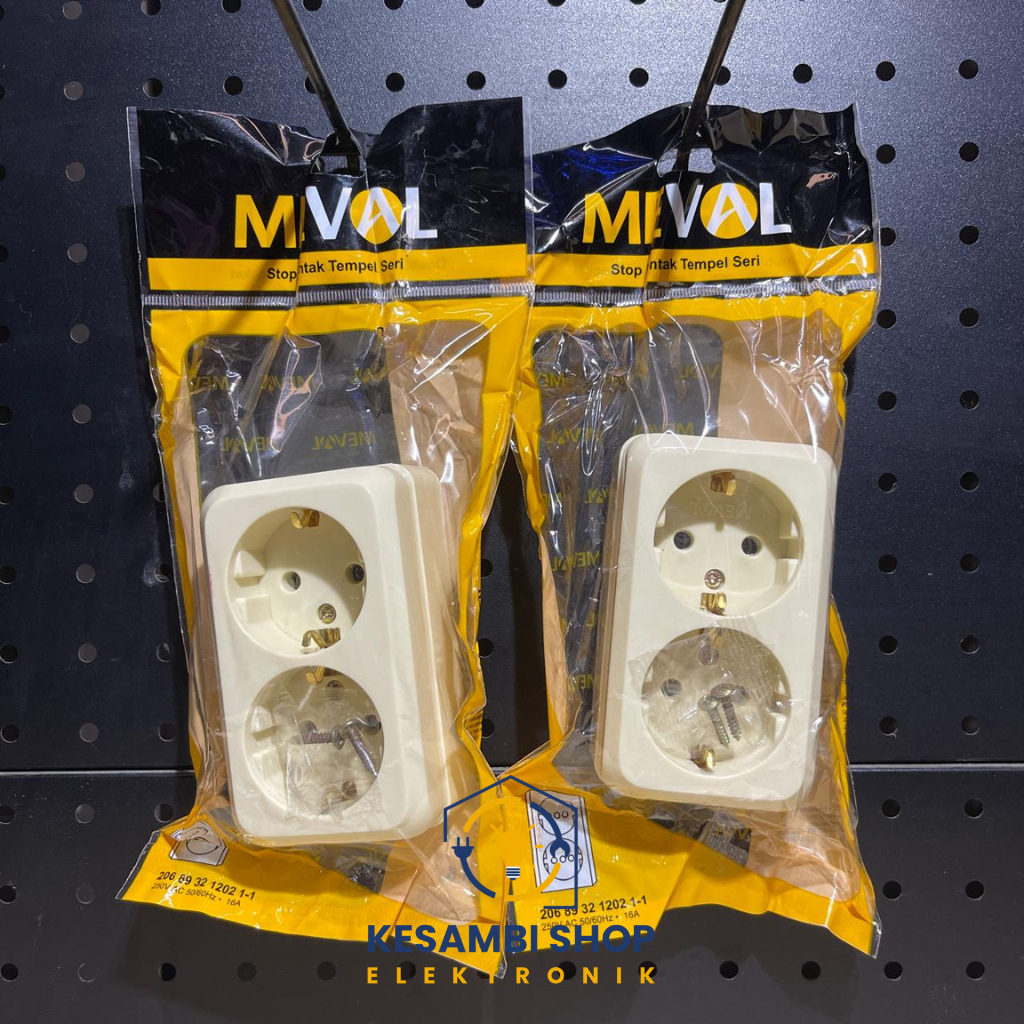 Jual MEVAL OB STOP KONTAK ARDE DOUBLE CREAM SOCKET OUTBOW 2 LUBANG 500 ...