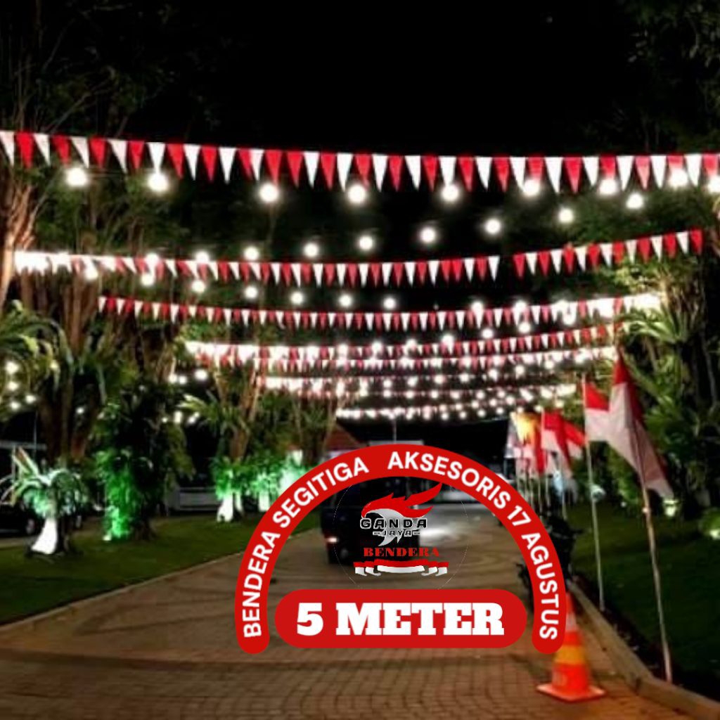 ukuran 5 meter bendera segitiga warna warni aksesoris karnaval 17 Agustus