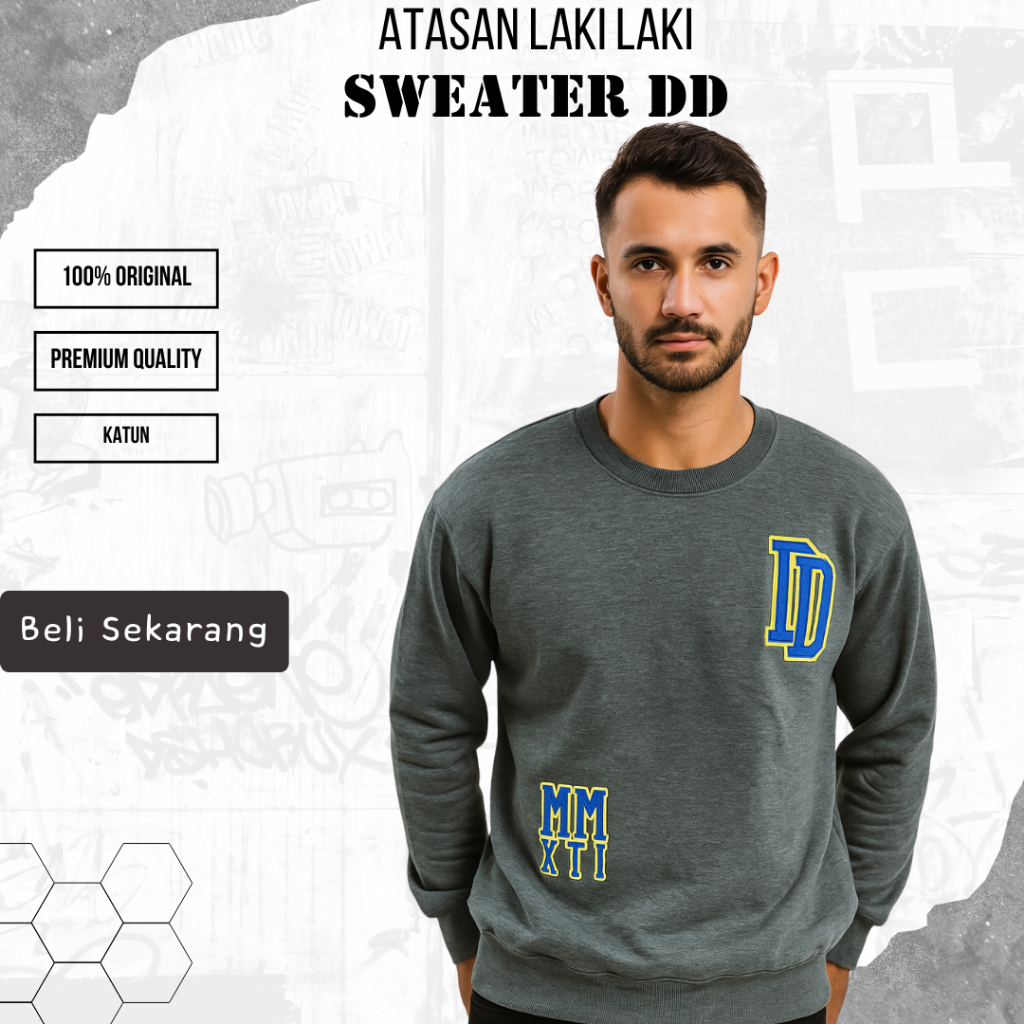 Jual DEN N DEV Sweater DDMMXII GREY Sweatshirt Original | Shopee Indonesia