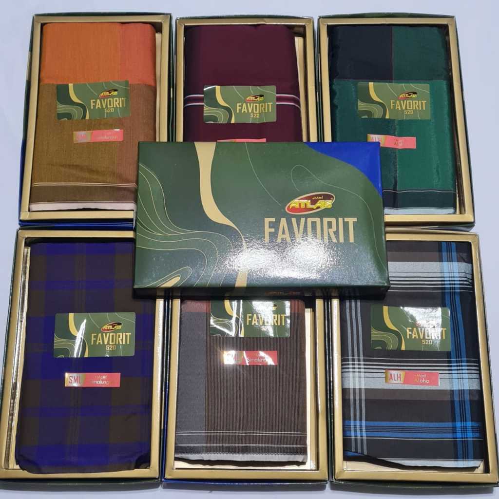 Sarung Atlas Favorit 500 / 520 warna / motif / kotak / Salur / Sarung hitam polos Kain Sarung dewasa