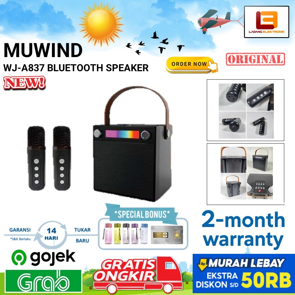 Jual Speaker Bluetooth Portable Karaoke with Wireless Microphone - WJ ...
