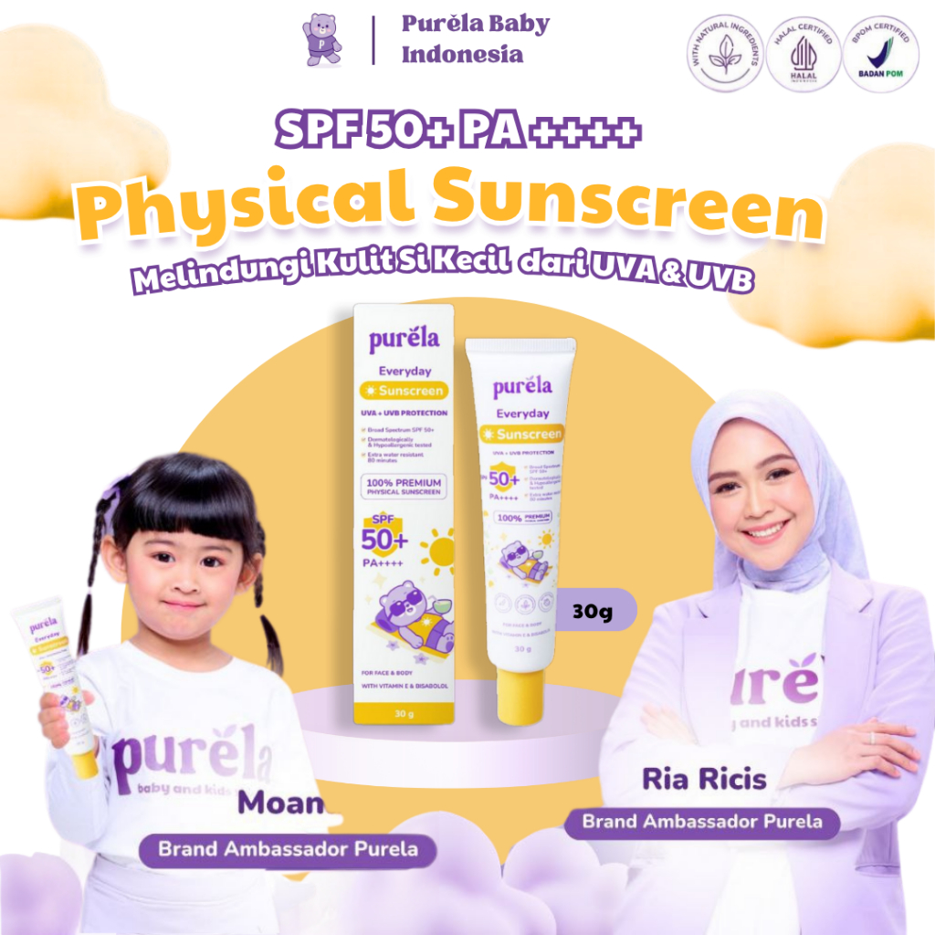 Jual Purela Baby Physical Sunscreen SPF 50+ PA++++ Skincare Untuk Bayi ...