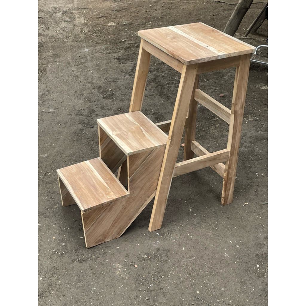Jual Kursi tangga lipat kayu jati asli | Shopee Indonesia